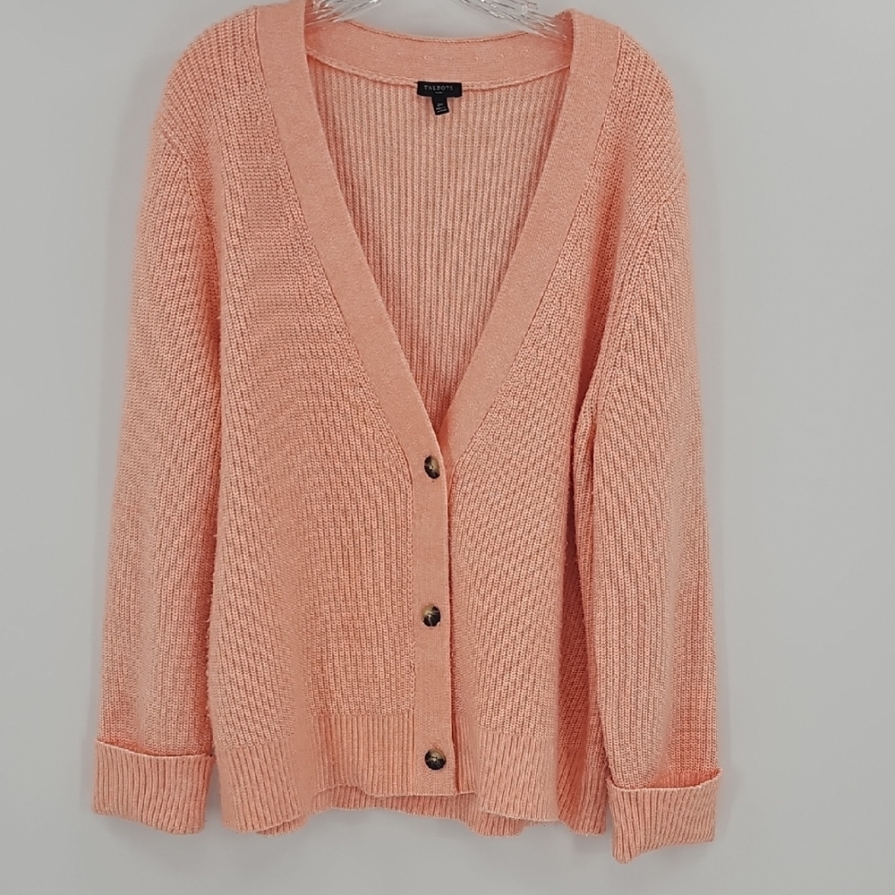 Talbots Peach Button-Up Cardigan Sweater